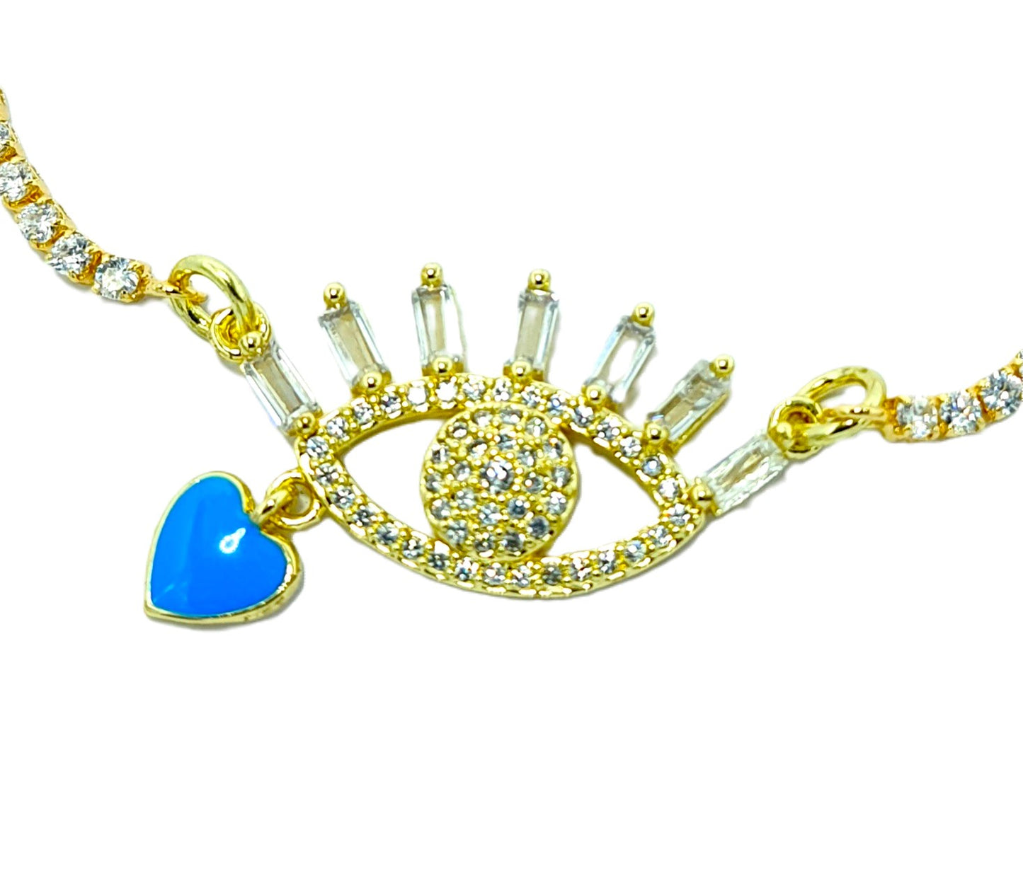 Evil Eye and Heart Pully Bracelet