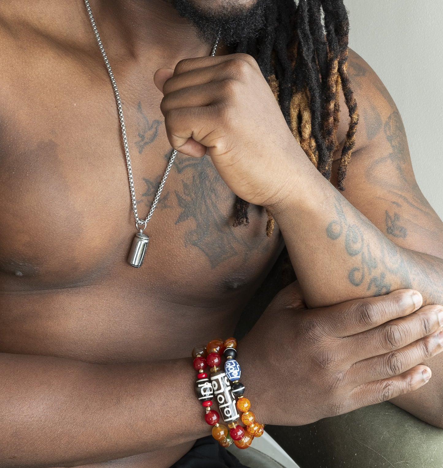 Awareness Mens Semi Precious Stone Bracelet